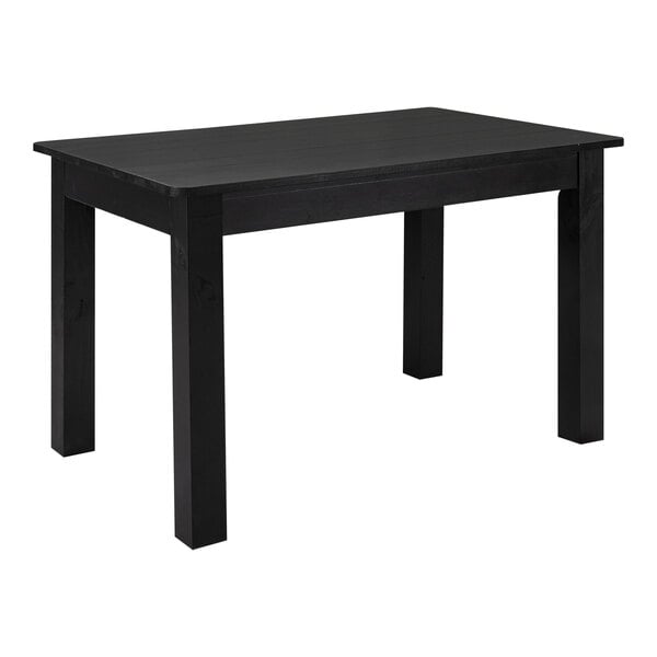 A Flash Furniture rectangular pine table with a black wash finish and black legs.