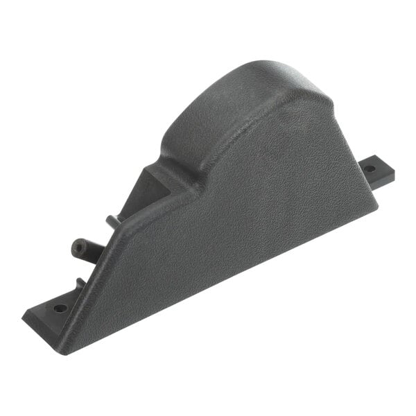 A black plastic Manitowoc Ice bin service-door bracket with holes.