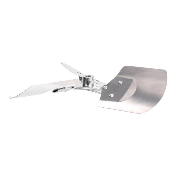 A silver metal Manitowoc Ice fan blade.