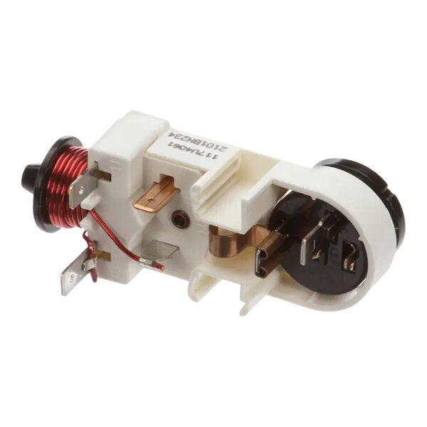 A white device with copper wires.