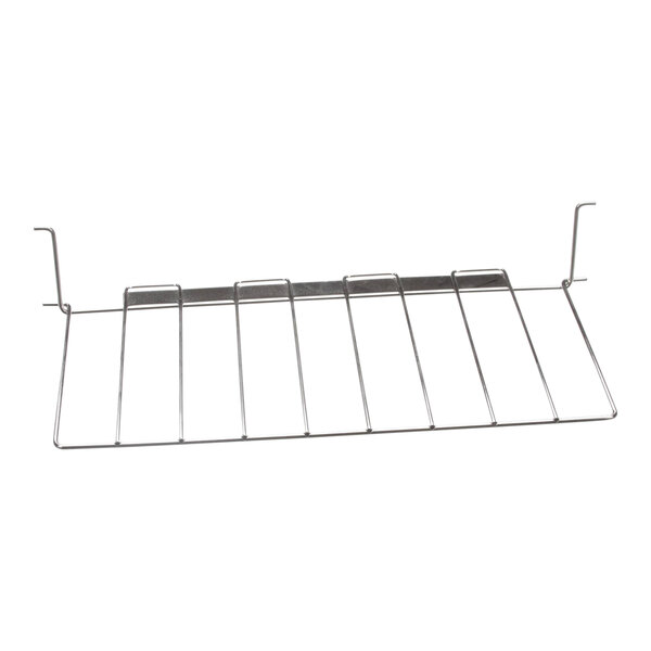 A metal Hatco feed ramp with four metal rods.