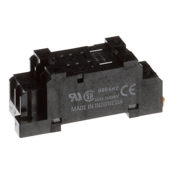 A black Hatco mini relay socket with the text "JR" on it.