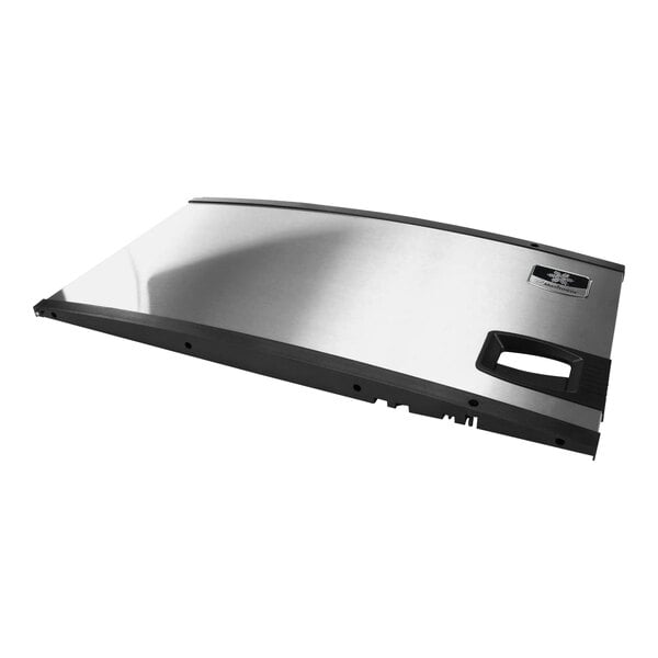 A silver metal Manitowoc Ice door assembly with black accents.