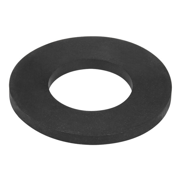 A black round rubber washer with a black circle in the middle.
