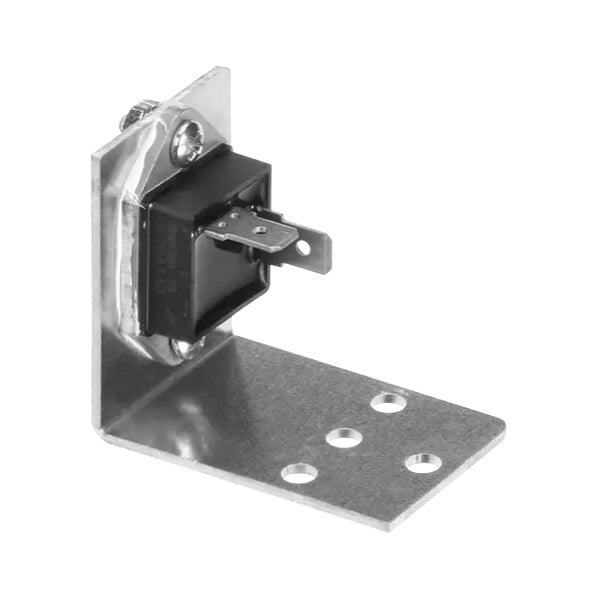 A metal bracket with a square black diode assembly.