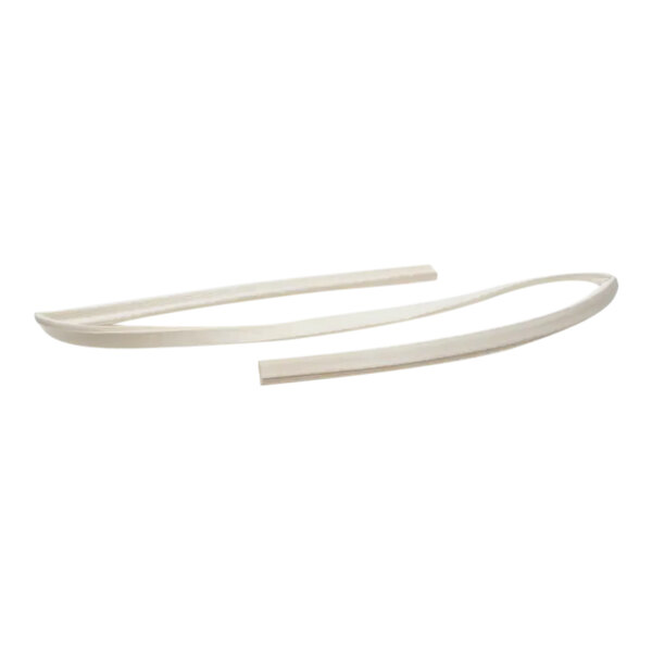 Two white plastic Manitowoc Ice gasket liners with curved edges.