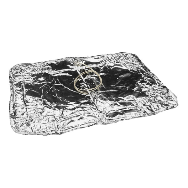 A foil covered rectangular Hatco part.