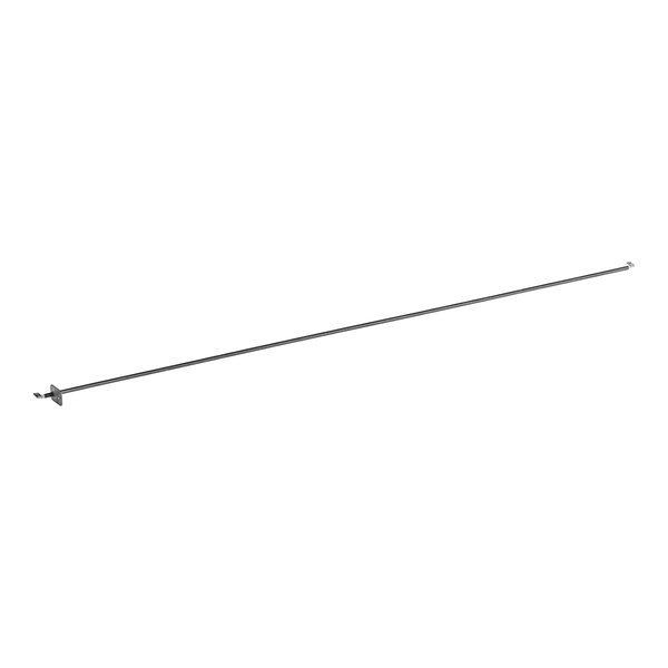 A long thin black metal rod with a hook on the end.