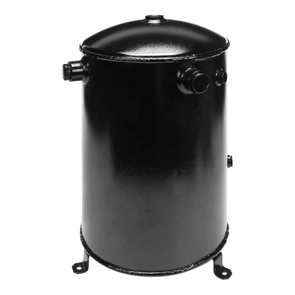 A black metal Hatco tank assembly with two knobs and a round top.