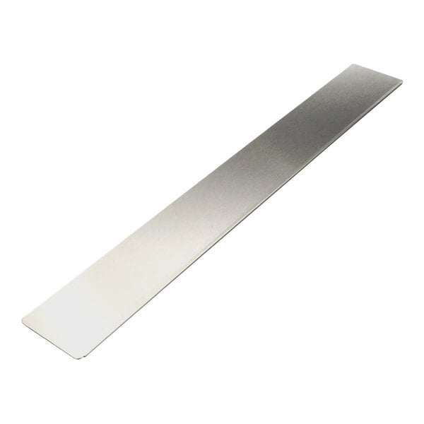 A silver metal long rectangular divider pan with a Hatco logo.