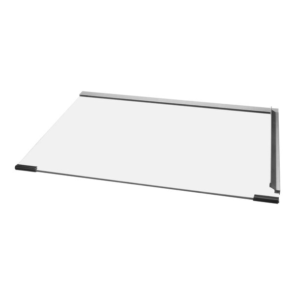 A white board with a black frame.