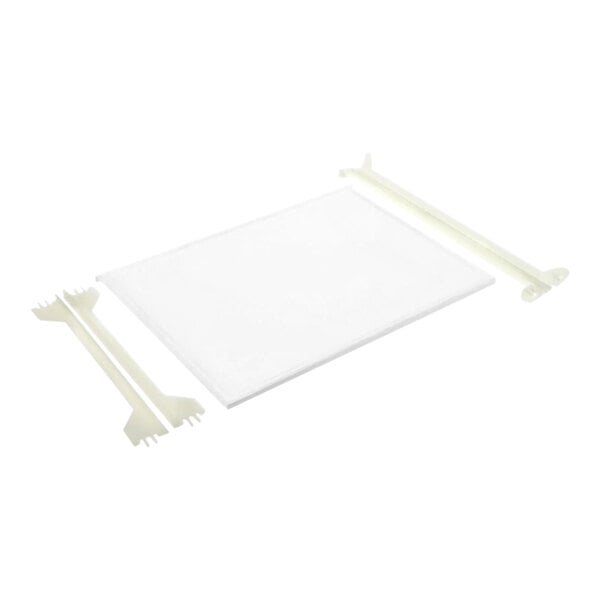 A white rectangular ceramic tray with white ceramic supports.