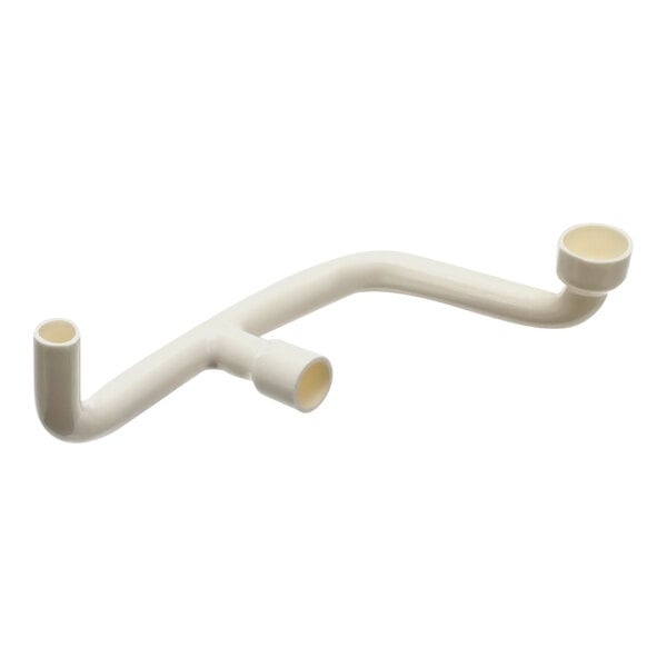 A white plastic pipe with two pipes and holes.