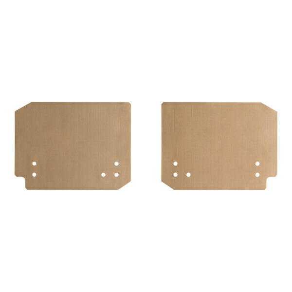 A pair of rectangular non-stick liners with pre-cut holes, designed for Amana Xp Xpress commercial microwaves.