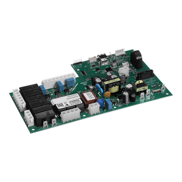 An Amana commercial microwave power board with a green circuit board and multiple electronic components.