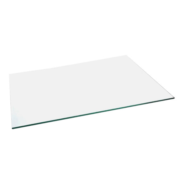 A glass plate with a green border on a white background.