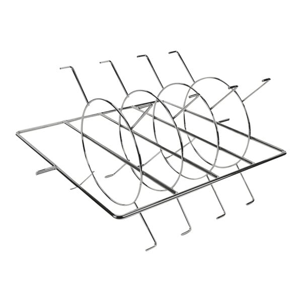 A metal rack with four circle rings.