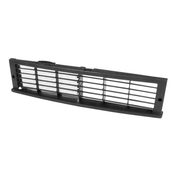 A black plastic louvered front panel for a Manitowoc Ice machine.