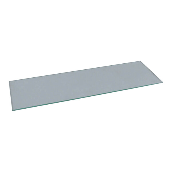 A rectangular glass shelf for a Hatco heated display case.