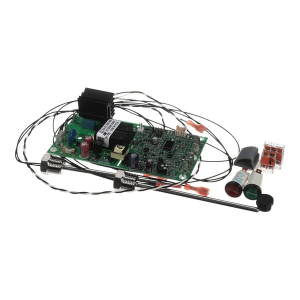 A green Hatco circuit board with wires.