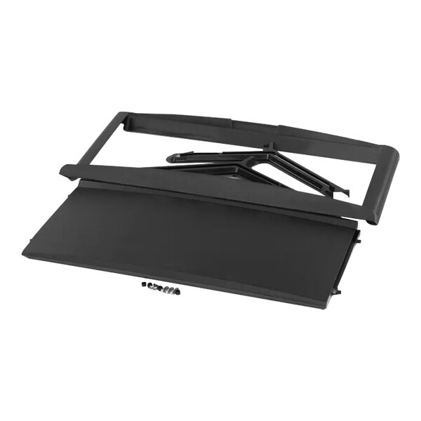 A black rectangular door frame and door assembly with a screw.