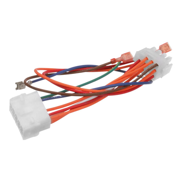 A Frymaster harness assembly with several colored wires.