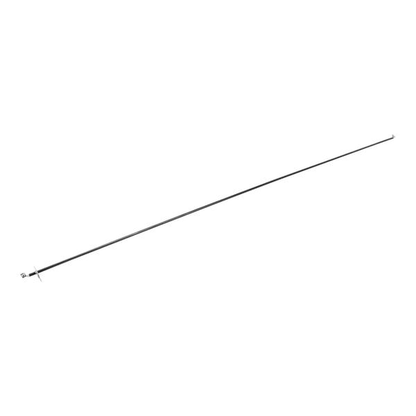 A long thin metal rod with a black hook on the end.