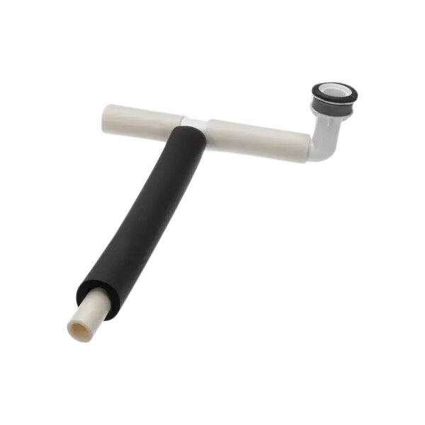 A white pipe with black handle.