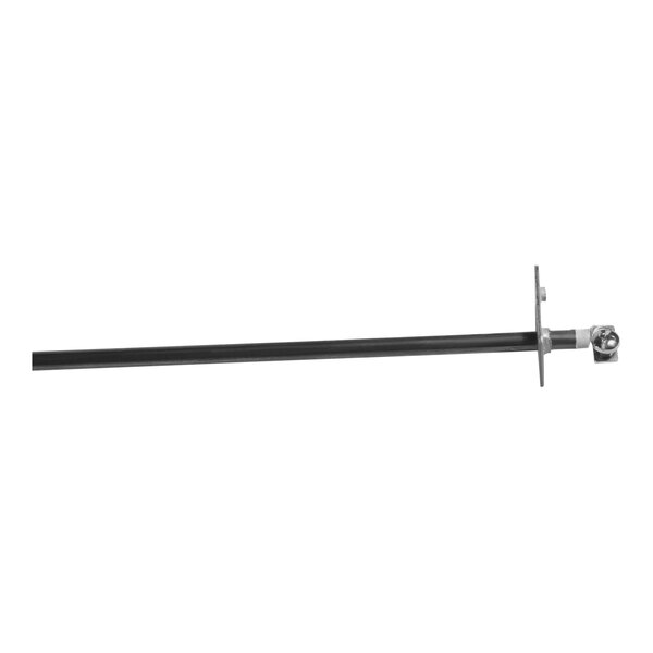 A black metal rod with a screw on each end.