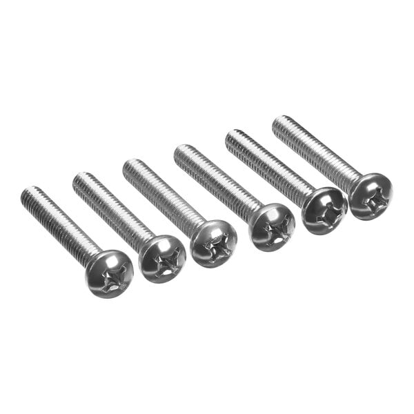 A group of several Manitowoc Ice 5033589 screws with a round head.