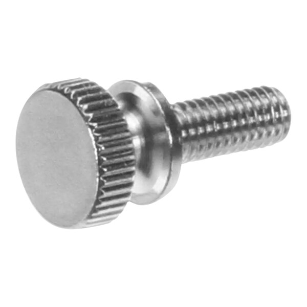 A close-up of a Manitowoc Ice stainless steel thumb screw.