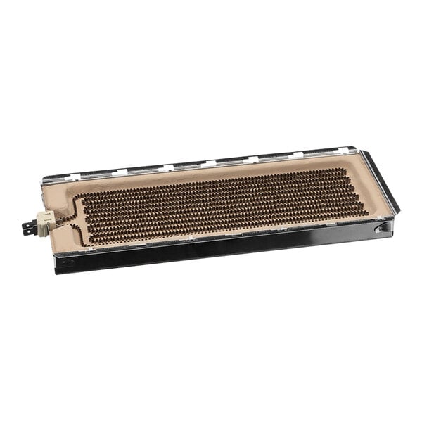 A black and brown rectangular metal Hatco ribbon heater with a wire.