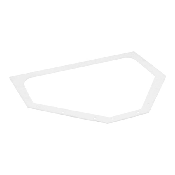 A white plastic triangle-shaped frame with holes.