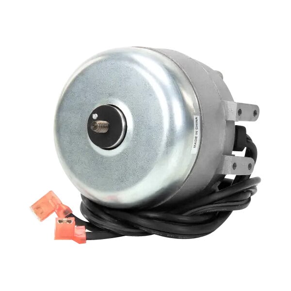 A round metal Manitowoc Ice fan motor with wires.