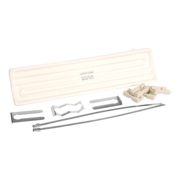 A white rectangular Hatco ceramic element kit with metal components on top.