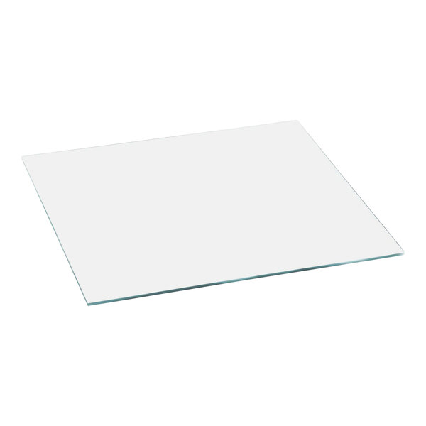 A white rectangular glass plate with a blue border.
