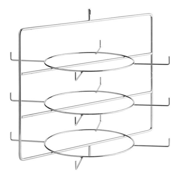 A metal Hatco rack with three circles on it.