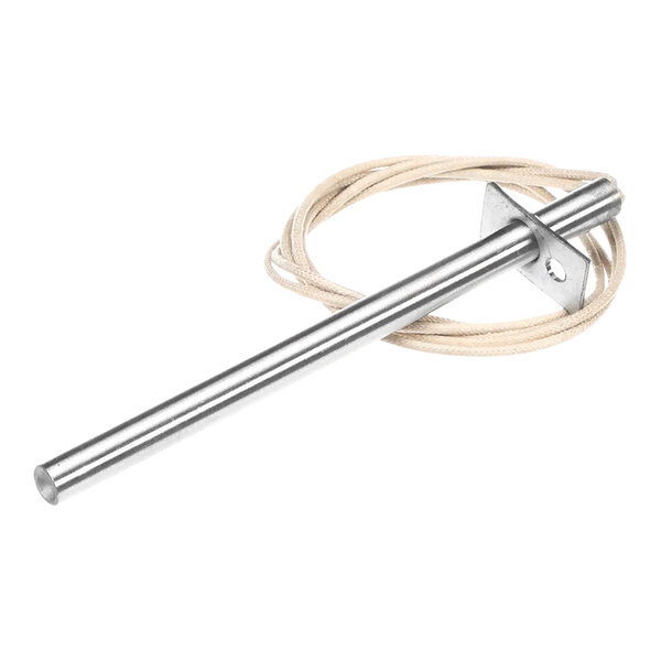 A metal rod with a white cord attached to it.