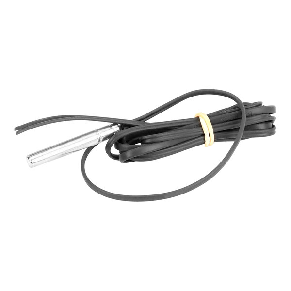 A black cable with a metal end.