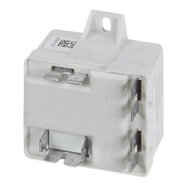 A white electrical device with a white label reading "Manitowoc Ice Relay Start Potential"