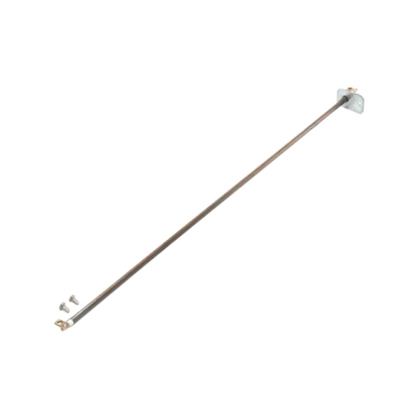 A long metal rod with a metal hook and screws.