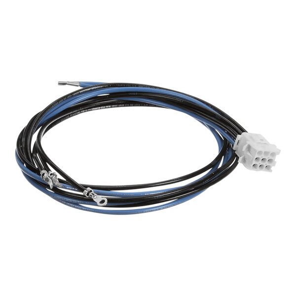 A white cable with a black and blue wire and white connector for a Frymaster fryer.