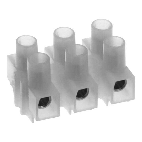 A group of white plastic Hatco terminal blocks.