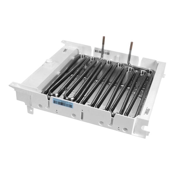 A white container with metal tubes inside.