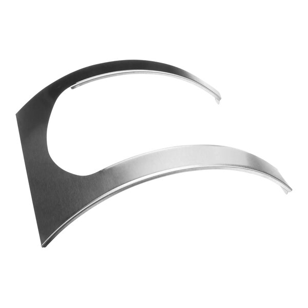 A silver and black metal Hatco front trim piece with a curved edge.