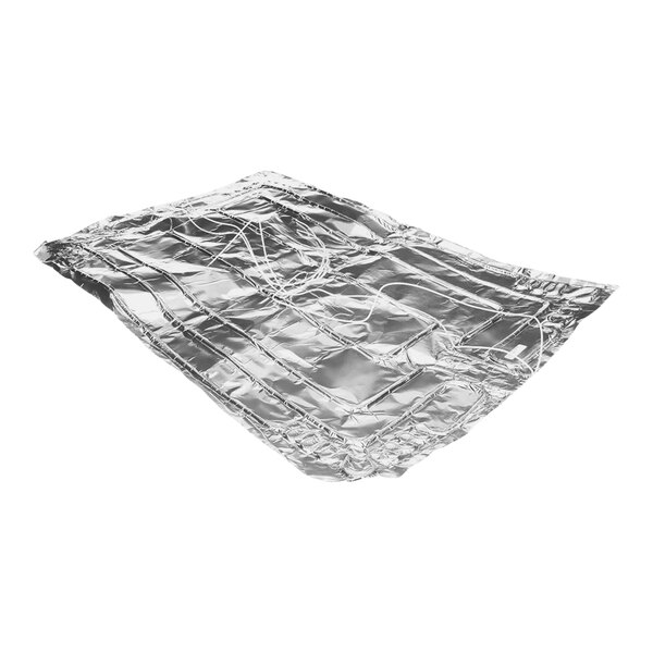 A black Hatco rope heater with a silver foil covering on a white background.