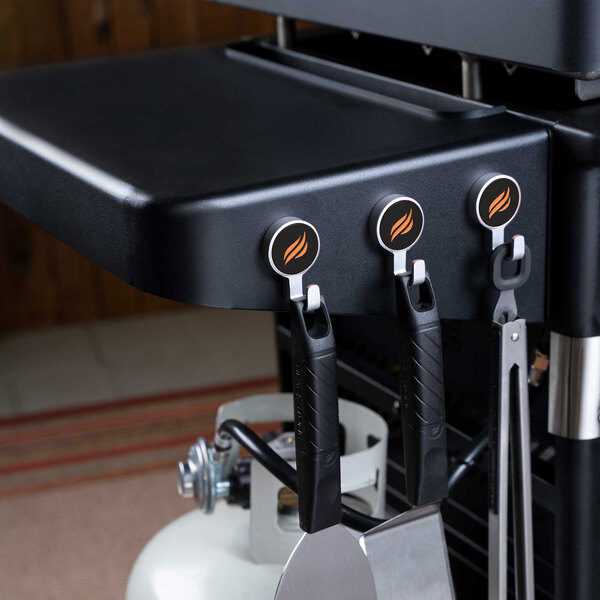 A close-up of a Blackstone liquid propane outdoor griddle.