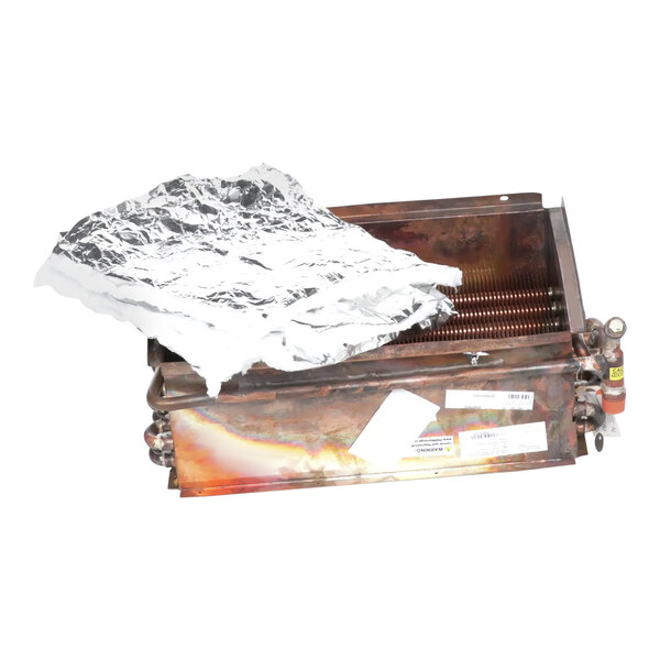 A metal box with a piece of foil on it.