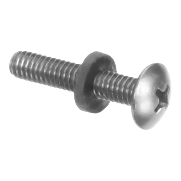 A close-up of a Manitowoc Ice screw with a white background.