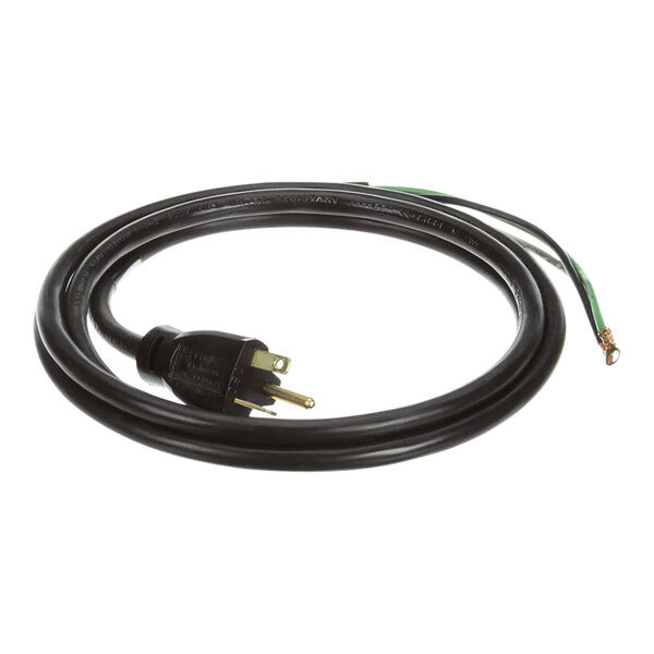 A black Hatco power cord with a yellow plug.